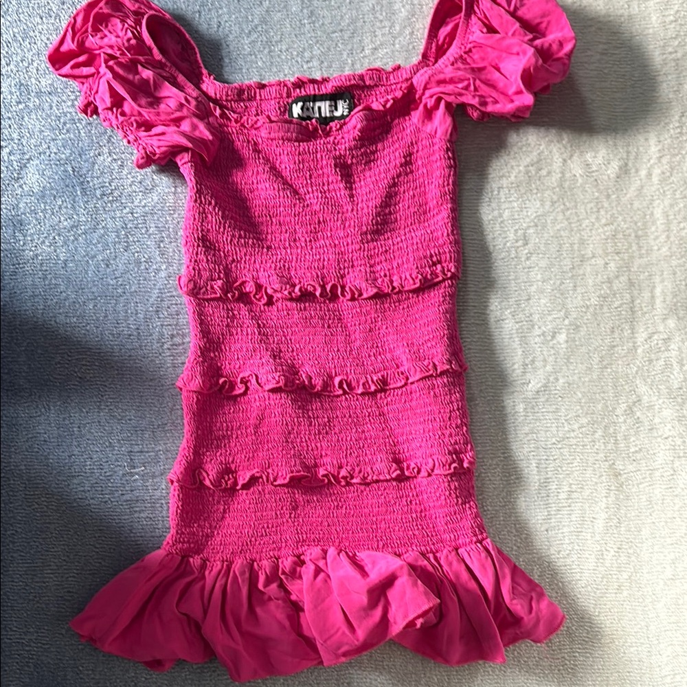 Katie J NYC girls M Pink Ruffled Dress